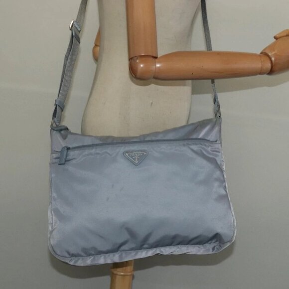 PRADA Shoulder Bag Nylon Light Blue Silver Auth BA4705 - Picture 14 of 16